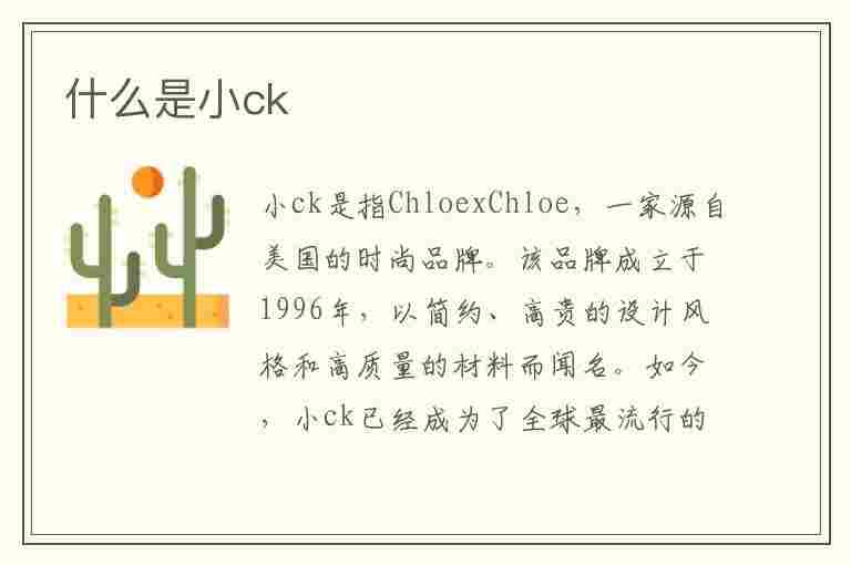 什么是小ck(什么是大ck什么是小ck)